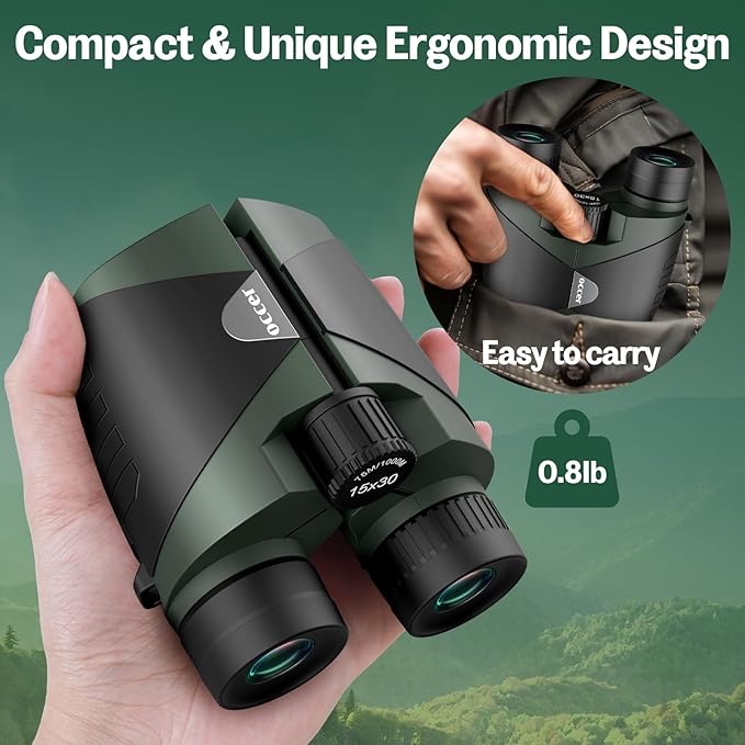 15x30 Compact Binoculars for Adults and Kids - Occer Large View High Powered Binoculars for Bird Watching - Lightweight Easy Focus Binocs with Low Light Vision for Hunting Cruise Ship Travel-CubbioJoy