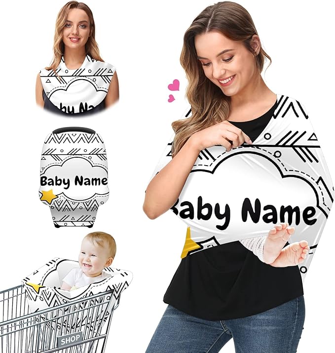 Baby Car Seat Stroller Cover Nursing Cover New Mom Breastfeeding Scarf Soft Stretchy Infant Carrier Cover Car Canopy Coverage-CubbioJoy