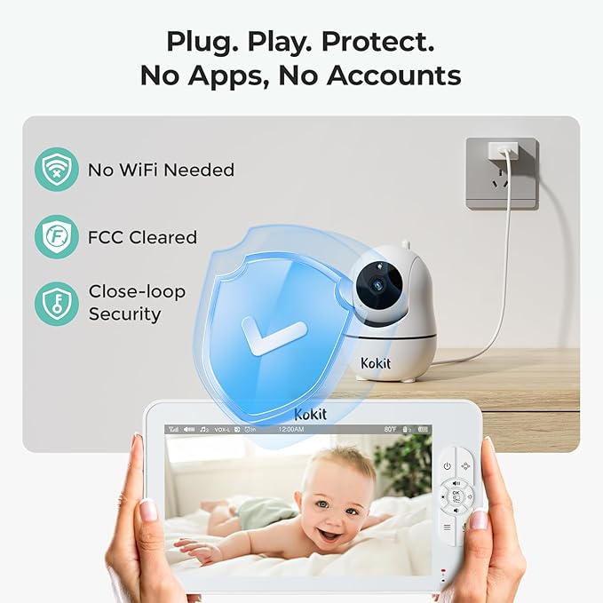7" 1080P Full HD Split-Screen Baby Monitor,100 Hrs 5000mAh Battery Runs 4 Days with Flexible Bracket,No WiFi Baby Monitor with 2 FHD Cameras Hack-Proof,4X Zoom,2-Way Talk,Temp Alert/Lullabies/VOX-CubbioJoy