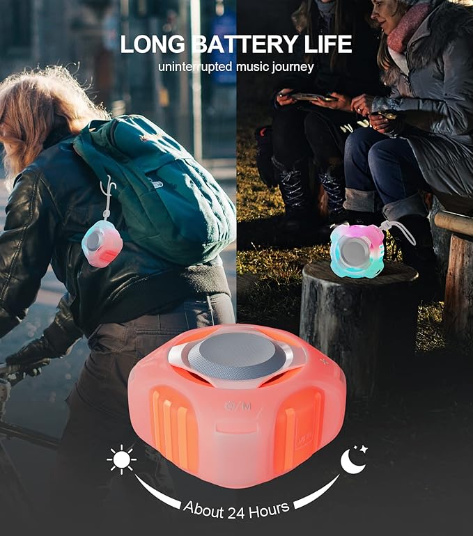 comiso Shower Bluetooth Speaker, Waterproof Bluetooth Speakers IPX7, Floating Portable Wireless Speaker with LED Light, Loud HD Sound and Bass for Travel Beach Shower, Ideal Gifts for Men and Women-CubbioJoy