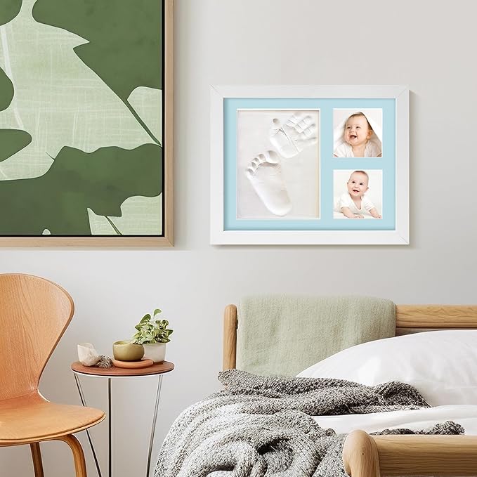 Baby Keepsake Frame,Personalized Newborn gifts,Newborn footprint kit,Baby hand and footprint kit,new mother gifts(grey)-CubbioJoy