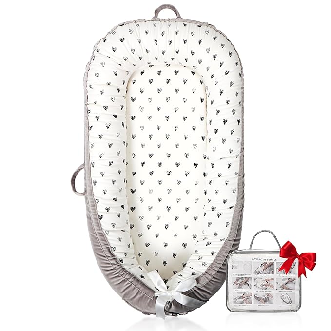 Baby Lounger | Organic Cotton Infant Lounger | Reversible, Adjustable & Portable Floor Lounger | Soft, Breathable, Washable Cover-CubbioJoy