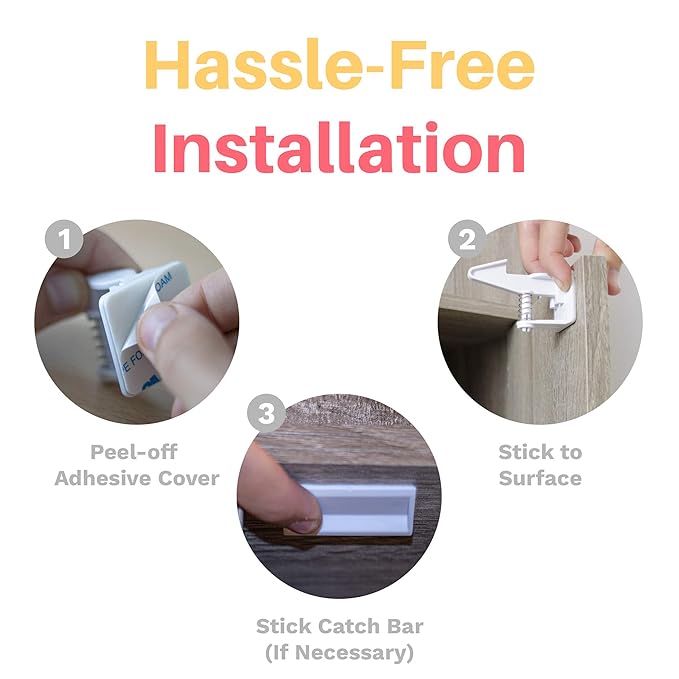 Inaya 16-Pack Cabinet Locks, Child Safety Latches - Baby Proofing Cabinets and Drawer Locks - 3M Adhesive - No Drilling & No Tools Required - Child Proof Your Home-CubbioJoy