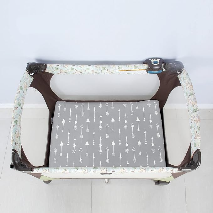 4-Pack Fitted Pack and Play Sheets for Boys and Girls - Breathable, Soft Microfiber Baby Sheets in Grey and Navy-CubbioJoy