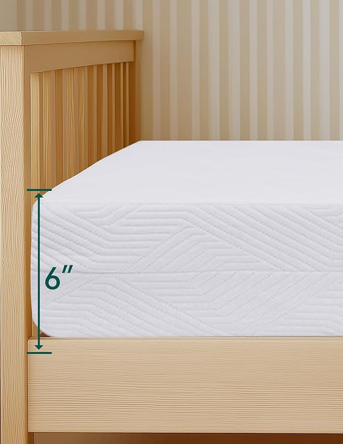 BABELIO Ergonomic Zoning Crib Mattress Dual-Sided Memory Foam Waterproof 6" Thick Toddler Mattress with Zipper Cover, Fits Standard Crib-CubbioJoy