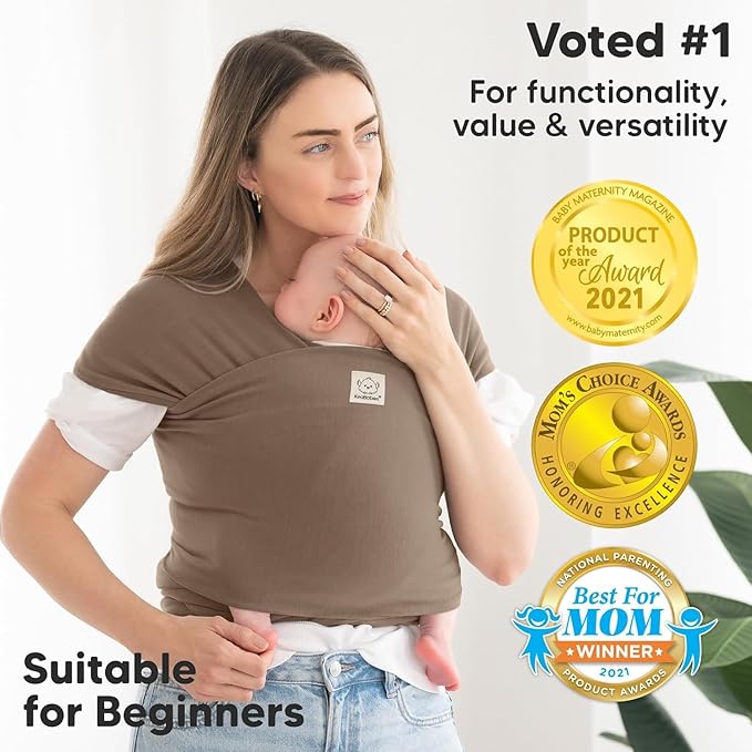 KeaBabies Baby Wrap Carrier - All in 1 Original Baby Carrier Newborn to Toddler Sling, Easy to Wear, Hands Free Bonding, Lightweight, Breathable Infant Wraps (Saddle Brown)-CubbioJoy