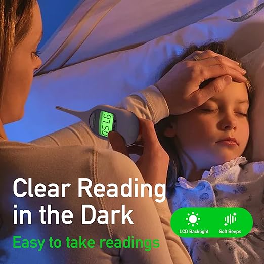 Boncare 9 Seconds Digital Basal Thermometer - Accurate Oral & Rectal Thermometer for Adults & Kids, Fever Alarm, Large Display (White)-CubbioJoy