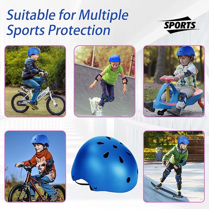 Kids Bike Helmet Set Adjustable Helmet for Ages 3-15 Kids Toddler Boys Girls Youth, Multi-Sport Bicycle Skateboarding Football Rollerskating Scooter Rollerblade Balance Bike Helmets-CubbioJoy