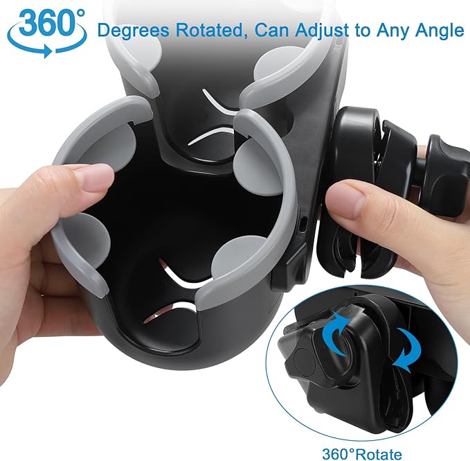Accmor Stroller Cup Holder with Phone Holder, Bike Cup Holder, Universal Cup Holder for Uppababy Nuna Doona Strollers, 2-in-1 Cup Phone Holder for Stroller, Bike, Wheelchair, Walker, Scooter-CubbioJoy
