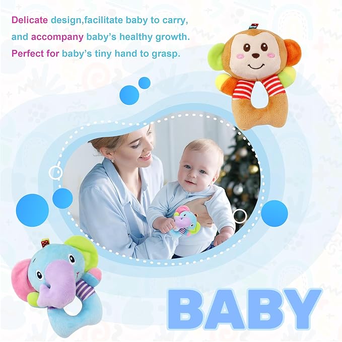 BLOOBLOOMAX Sock rattles for Babies 0-24 Months Baby Animal Foot Finder Educational Toys-CubbioJoy