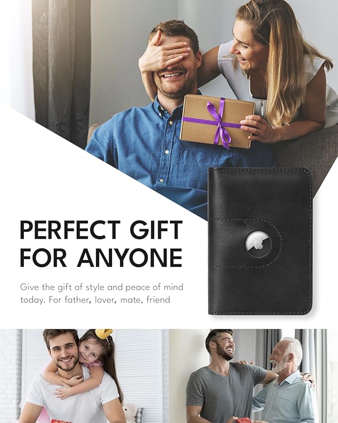 ALLIVE Passport Holder for Travel, Genuine Leather Passport Holder with Airtag Women Men,Travel Must Haves Airport Essentials, Passport Cover Travel Gifts Black-CubbioJoy