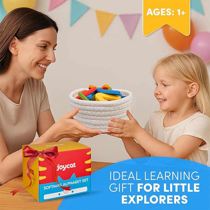 JoyCat Silicone Alphabet Magnetic Letters, 26 Uppercase ABC Fridge Magnets for Toddlers 1-3 & Kids, Baby Learning Refrigerator Toy Set, Preschool Birthday Gifts for Boys & Girls (Vibrant Color)-CubbioJoy