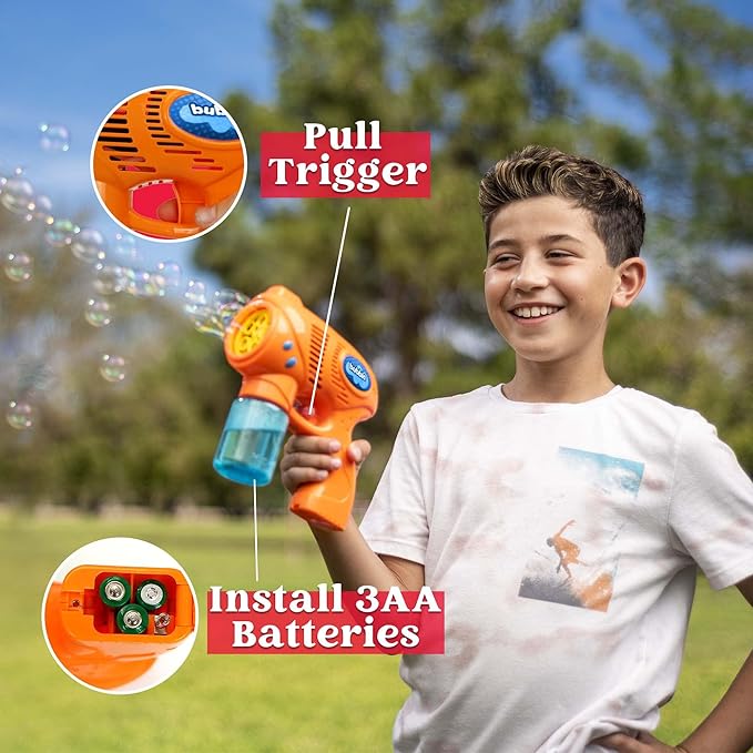 JOYIN 3 Bubble Guns Kit with 3 Solutions for Kids, Bubble Blaster for Summer Toy, Party Favors, Birthday, Outdoor & Indoor Activity, Birthday Gift-CubbioJoy
