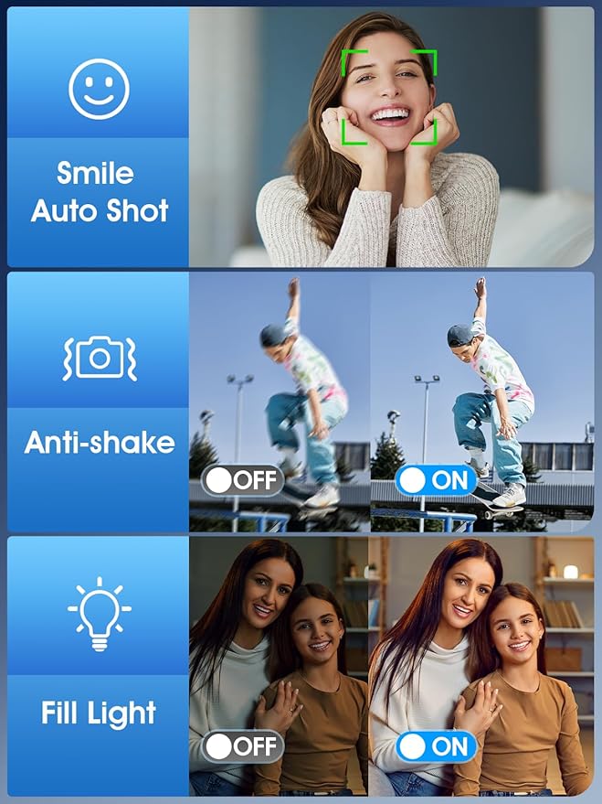 Digital Camera,Autofocus 4K Vlogging Camera for Photography with 32GB Card,48MP Portable Compact Point and Shoot Digital Camera for Teens Adult Beginner with 16X Zoom,Anti-Shake,2 Batteries(Black)-CubbioJoy