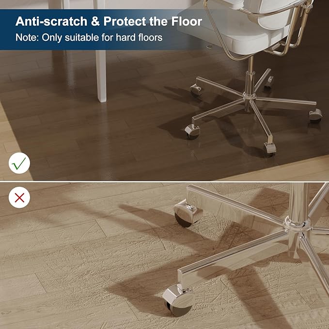 Area Mat for Hard Floors, 4'×6' Semi-Clear Black Vinyl Floor Protector for Under Dining Table, Waterproof Non-Slip Plastic Rug, Splat Mat for Under High Chair-CubbioJoy