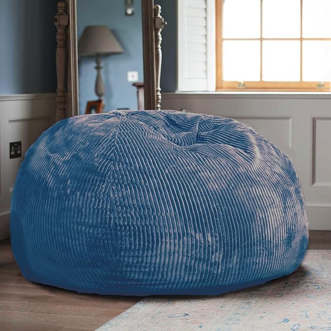 2 Pcs Classic Bean Bag Chair, with Faux Rabbit Fur Cover for Teens and Kids, Memory Foam Bean Bag Chairs, Ultra Soft Faux Fur Fabric, 2.5 feet Round Fluffy Bean Bag Sofa-CubbioJoy