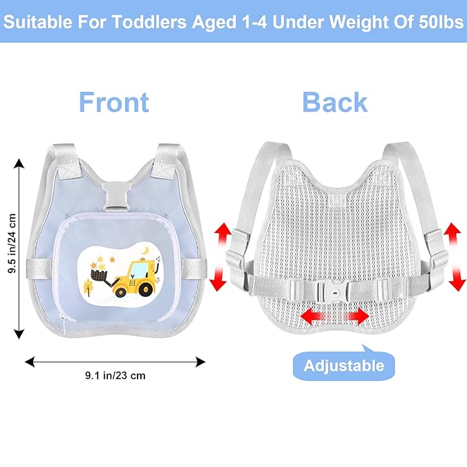 Accmor Toddler Harness Leash, Collapsible Kids Leash + Anti Lost Wrist Link for Outdoor Travel, Cute Excavator Child Walking Harness Tether Wristband Assistant Strap Belt Protector for Baby Boys-CubbioJoy