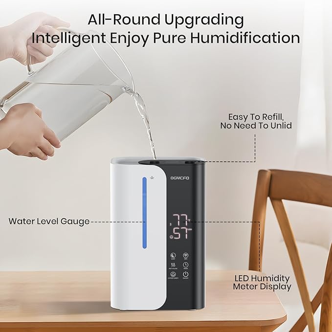 Cool Mist Humidifiers for Bedroom and Plants & Baby, Top Fill 5L Large Room Smart Humidifier for Home Nursery, 28 dB Quiet 50H Runtime Bedroom humidifier with Essential Oils-CubbioJoy