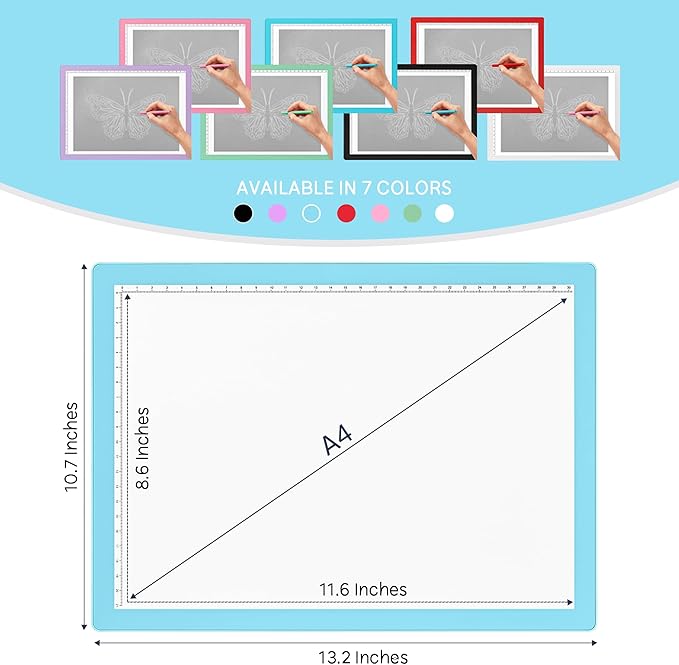 iVyne Corded Light Pad for Weeding Vinyl - A4 Light Box for Drawing - Light Board for Tracing - Light Box for Diamond Painting, Weeding Vinyl, Sketching, Tracing (Blue)-CubbioJoy