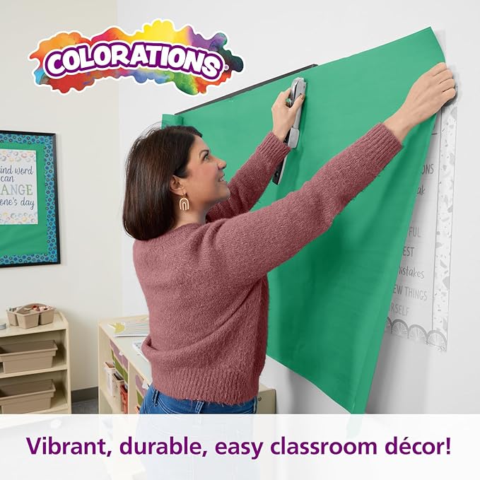 Colorations Dual Surface Paper Roll, Bright Green, 36" x 1000', Textured Paper, Classroom Craft & Art Supplies, Bulletin Board, Gift Wrapping, Chalkboard Wallpaper-CubbioJoy