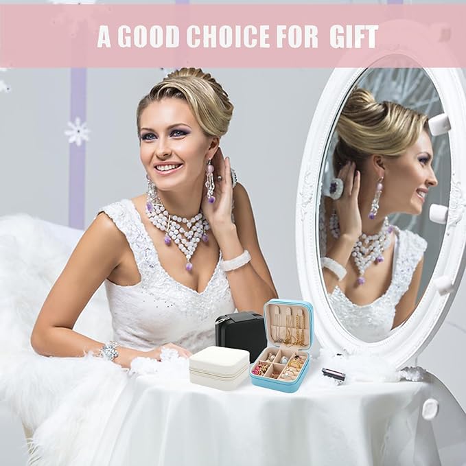 Bridesmaid Proposal Gifts Letter Cosmetic makeup bag bulk for Wedding Party Favors Bachelorette party decorations Toiletry Organizer Bag Makeup Case Gift (6, White&SkyBlue)-CubbioJoy