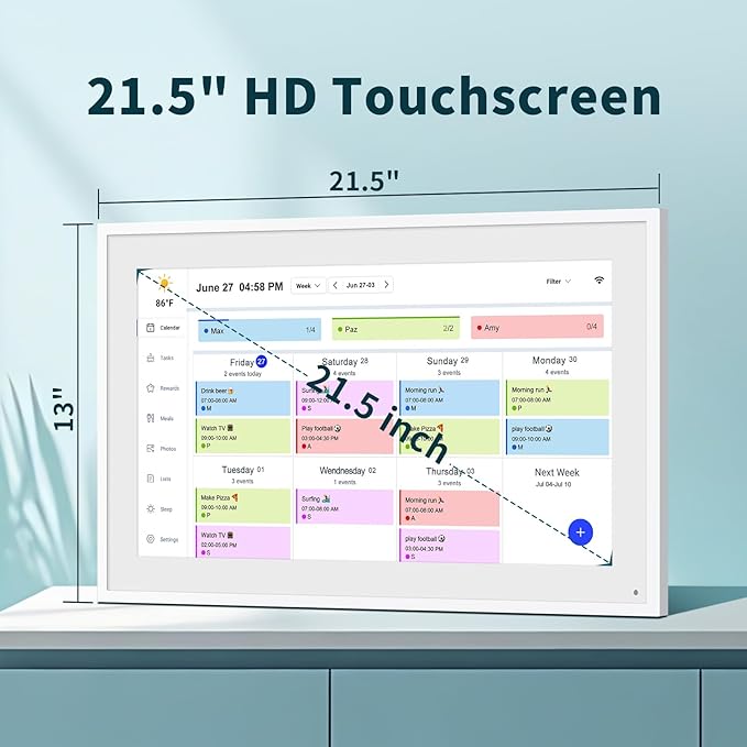 Digital Calendar, 21.5 Inch Wall Planner Digital Calendar & Chore Chart, IPS HD Touchscreen Interactive Display for Family Schedules, Streamline Household Organization, Wall Mount Included-CubbioJoy