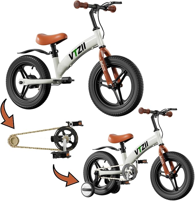 Balance Bike 2 in 1 with Pedals Brake Training Wheels Kickstand Pneumatic tyre,for Kids 2-7 Years Old,Kids Bike 12 14 16 inch-CubbioJoy
