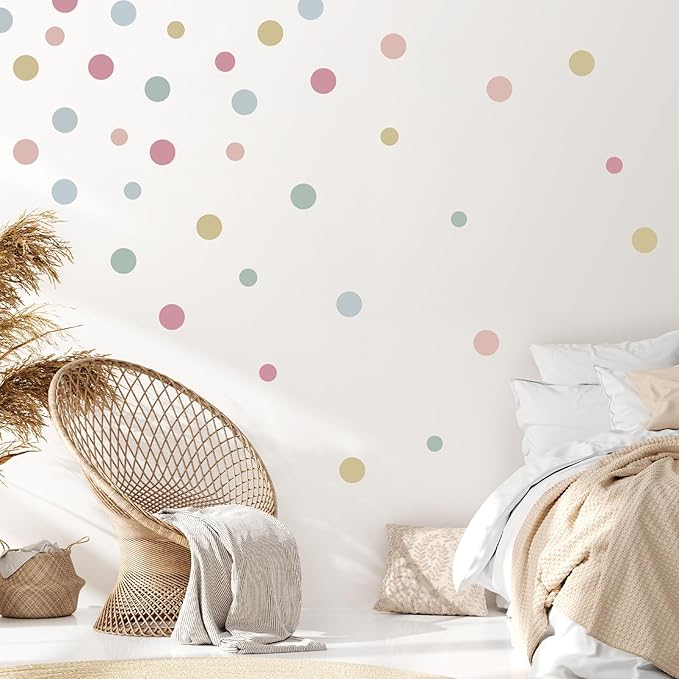 Colorful Polka Dot Wall Decals 36 PCS, Watercolor Dots Wall Sticker for Girls Bedroom Removable Wall Decals Nursery Kids Room Decor (6 Sheets)-CubbioJoy