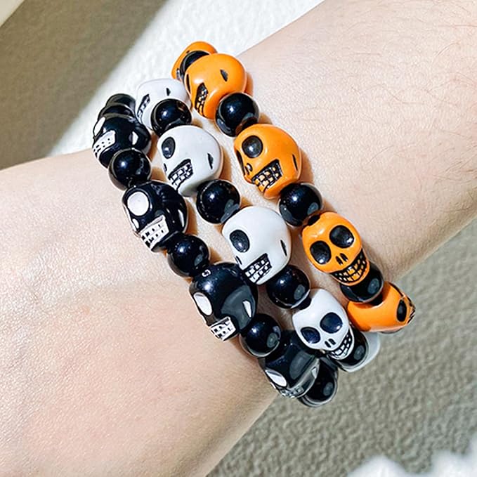 2088pcs Halloween Polymer Clay Beads Bracelet Making kit, 24 Style Cute Fun Beads Skull Pumpkin Beads Charms for Jewelry Necklace Earring Making DIY Accessories for Women Girls-CubbioJoy