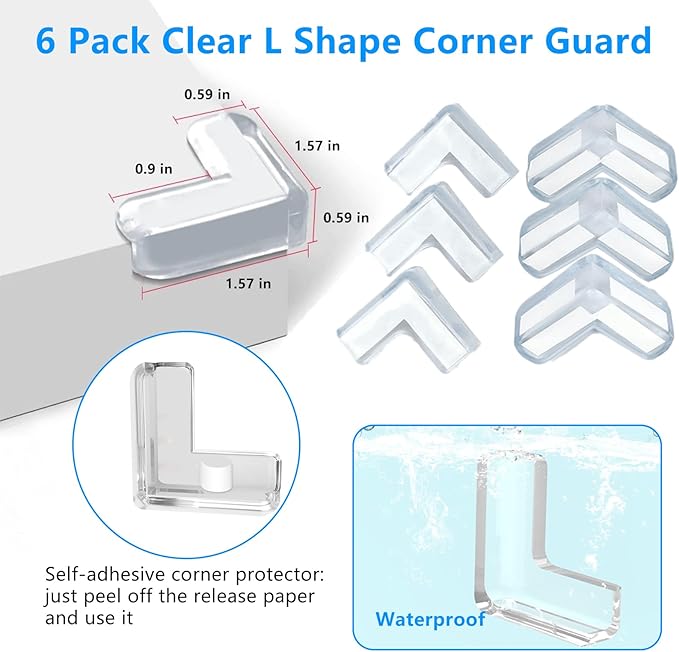 2 in x 16.4 ft,Clear Edge Protector Strip Sharp Edge Wrap Cover Tape with 6 Corners,Soft Corner Protectors Baby Proof, Furniture Corner Guard & Edge Safety, Edge Protector for Table and Fireplace-CubbioJoy