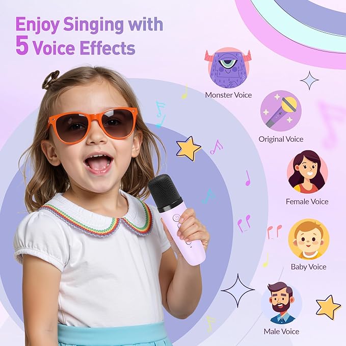 Karaoke Machine for Kids Adults, Karaoke Toys Gifts for Girls Boys, Portable Bluetooth Speaker with Wireless Microphone, Birthday Gifts for Girls Boys Ages 4, 5, 6, 7, 8, 9, 10, 12+ Years Old-CubbioJoy