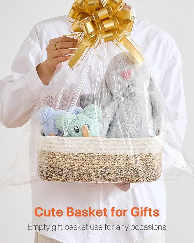 KALLAX Small Woven Basket, 12 x 8 x 4.5 Inches, Storage Basket for Organizing, Cute Small Rope Shelf Closet Cube Storage Bins Baskets for Shelves, Dog Toy Gift Baskets Empty, 3 Pack Gradient Brown-CubbioJoy