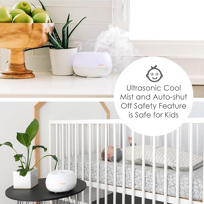 Crane Portable Ultrasonic Travel Humidifier and Diffuser, 0.2 Gallon Cool Mist, Optional Essential Oil Diffuser, No Filter Needed, White-CubbioJoy