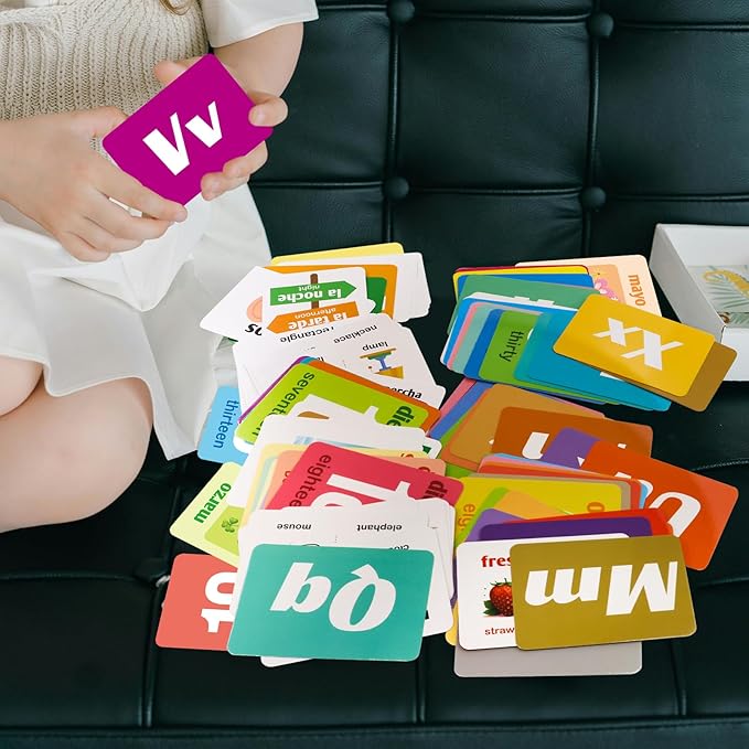 Ceiba Tree Spanish Flash Cards 100 English to Spanish Bilingual Flashcards Español Vocabulary Alphabet Number Colors Educational Learning Toys for Kids Adult Beginners Toddlers Grade School Classroom-CubbioJoy