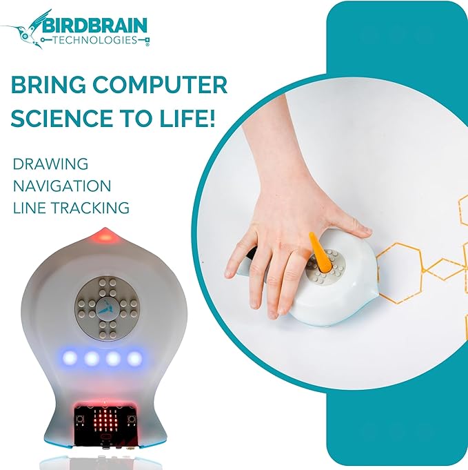 BirdBrain Finch Robot 2.0 with Microbit - STEM Coding Robot Toy for Kids & Adults - Learn Python & 8 Coding Languages - Programmable Robotics Kit - Remote Control & App Controlled | Ages 5-16-CubbioJoy