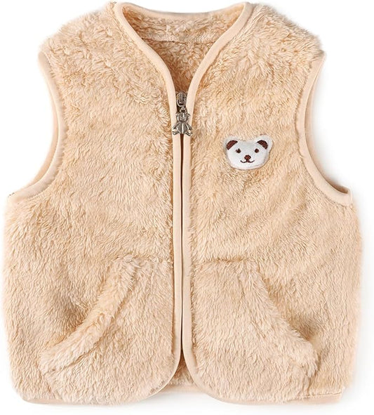 Baby Boys Girls Fleece Vest Zip Up Cute Bear Jackets Fuzzy Fall Winter Warm Clothes Newborn Outwear for Toddler Infant-CubbioJoy
