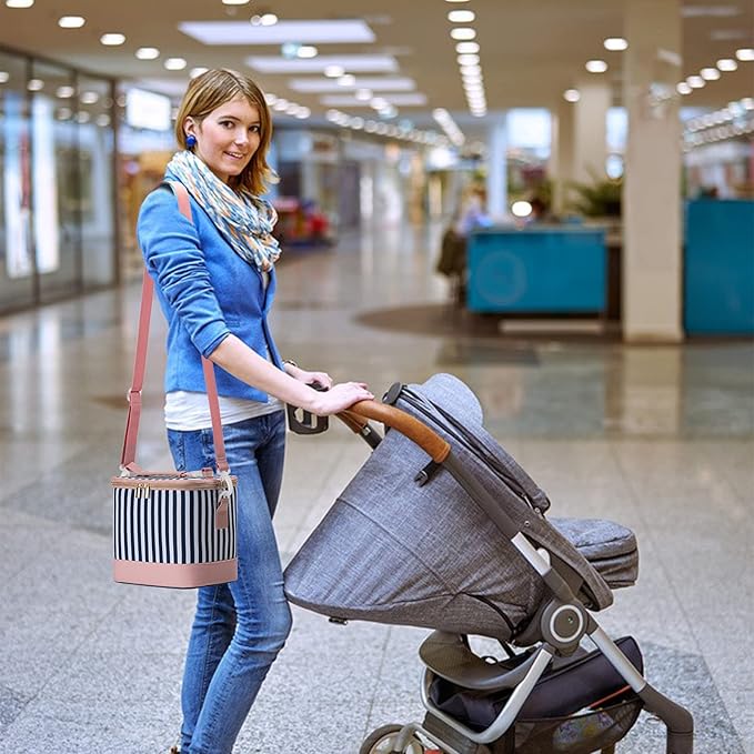 Breastmilk Cooler Bag with Ice Pack Fits 6 Baby Bottles Up to 9 Ounce, Baby Bottle Bag with Shoulder Strap for Nursing Mom Daycare, Straps-CubbioJoy