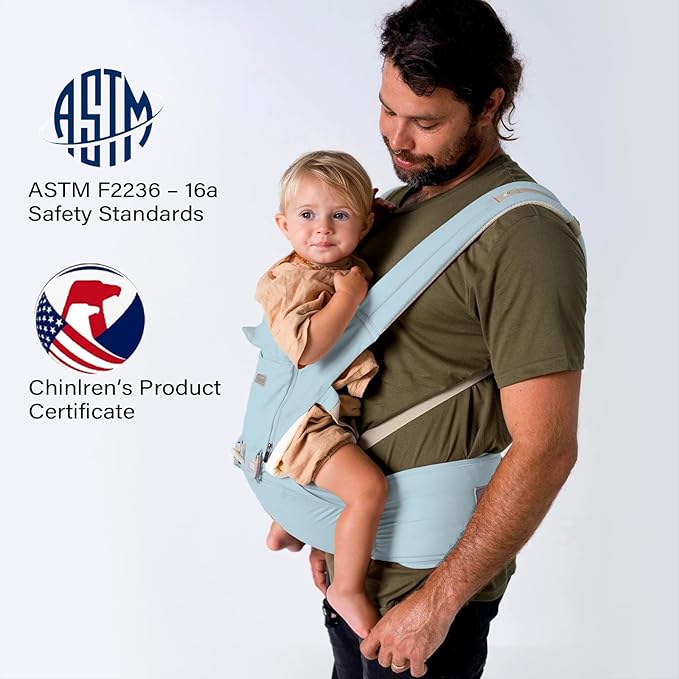 Baby Carrier, 3-in-1 Baby Carrier Newborn to Toddler with Hip Seat (Ergonomic M Position) for 0-36 Month/7-45lbs, Adjustable Size for Enhanced Lumbar Support,Perfect for On-The-go,Light Cyan-CubbioJoy