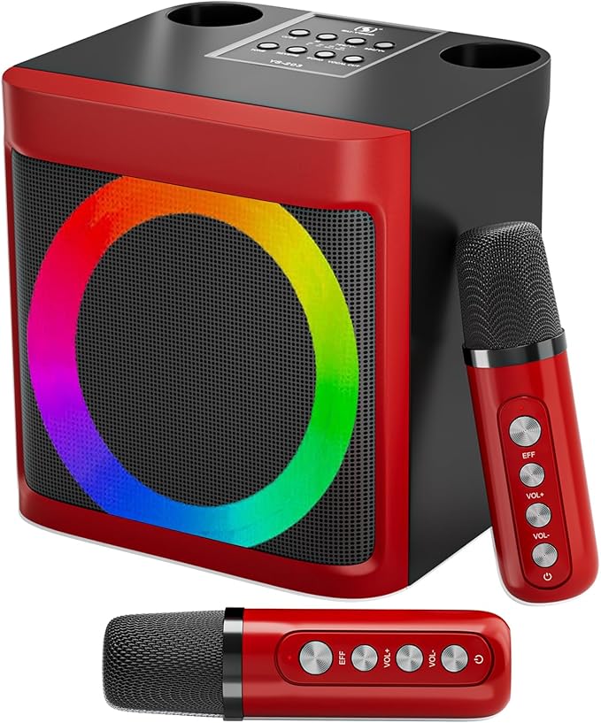 Karaoke Machine for Kids Adults - Portable Bluetooth Speaker with 2 Wireless Microphones, Singing Machine for Party, Birthday Gifts for Girls Boys Ages 4, 5, 6, 7, 8,9,10,11, 12+ Years Old-CubbioJoy