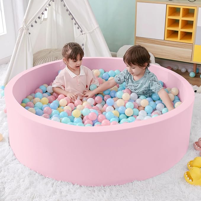 47.2"x 13.8" Foam Ball Pit, Large Ball Pits for Toddlers, Soft Round Playpen Ball Pool for Kids, Ideal Gift for Child Indoor and Outdoor Game, Pink(Balls not Included)-CubbioJoy