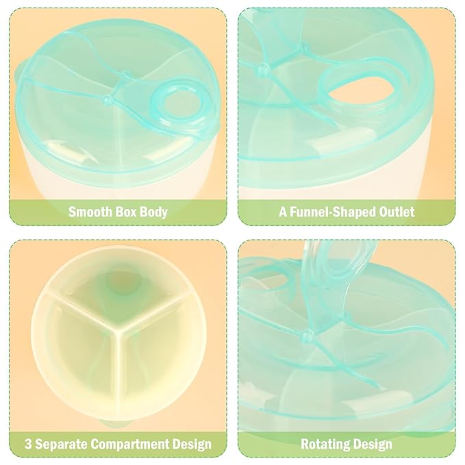 Accmor Baby Formula Dispenser On The Go, Formula Container to Go, Non-Spill Rotating Three-Compartment Formula Dispenser and Snack Storage Container for Infant Toddler Traveling-CubbioJoy