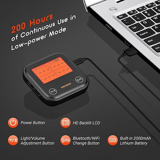 INKBIRD Dual Mode WiFi Wireless Meat Thermometer, 4 Probes with Clear LCD for Smoking, Bluetooth Meat Thermometer with Smart APP Control for Oven, Cooking-CubbioJoy