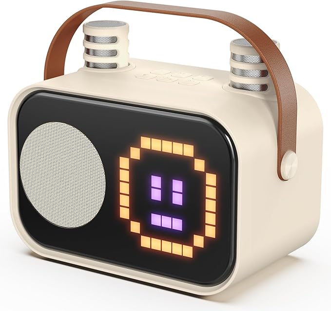 Karaoke Machine for Kids Adults, Portable Bluetooth Karaoke Speaker with 2 Wireless Microphones, Pixel Display Light, Birthday Gifts Toys for Girls & Boys Ages 3, 4, 5, 6, 7, 8, 9,10,11,12+ Years-CubbioJoy