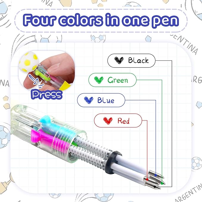 30Pcs Mini Multicolor Pens in One 4-in-1 Cute Pens Bulk for Kids, Ballpoint Pen for Birthdays and Children's Parties, Fun Gifts Assorted Ink Kawaii Pen(Soccer)-CubbioJoy