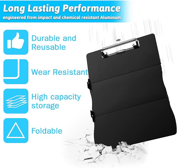 Clipboard Foldable Without Edition Cheat Sheets Aluminum 3 Layers Foldable Clipboards Pocket Size Profile Clip Clipboards Notepad for Students, Nurses,Contractor Trucker Driver-CubbioJoy