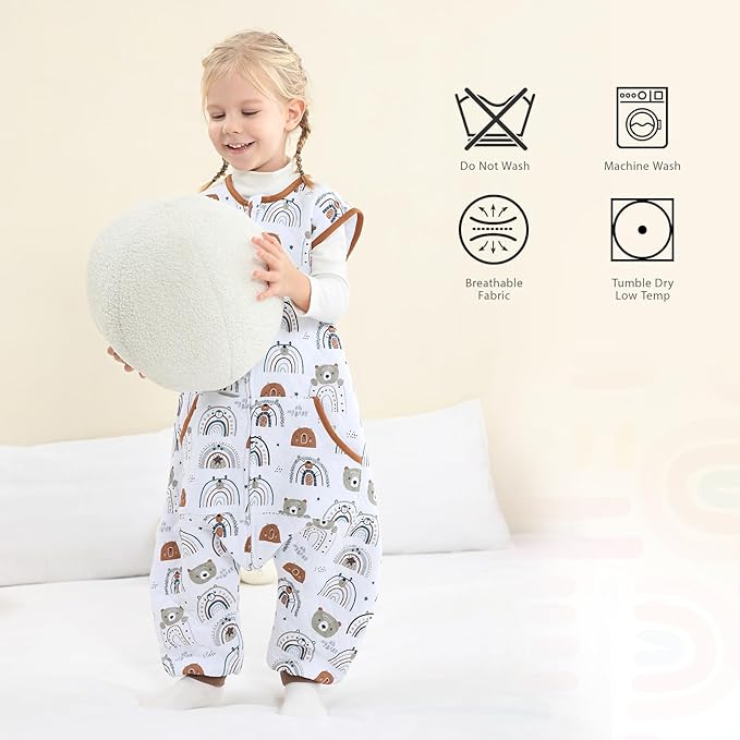 Baby Toddler Sleep Sack with Feet 2.5 TOG Winter, Wearable Blanket with Legs, Toddler Sleeping Sack Long Sleeve (Bear, 3T-5T)-CubbioJoy
