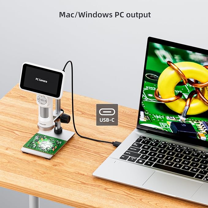 Andonstar Digital Microscope, 5" 1080P Coin Microscope Camera for Error Coin with 7.3" Metal Stand for Adults Kids, Handheld USB Coin Magnifier with 8 Adjustable LED Lights, Windows Mac PC View, AD115-CubbioJoy