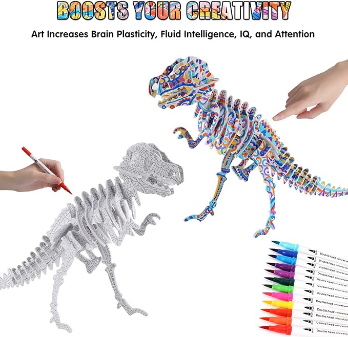 3D Coloring Puzzle Set, Arts and Crafts for Girls and Boys Age 6 7 8 9 10 11 12 Year Old, Fun Educational Painting Crafts Kit with Supplies for Kids, Birthday Toy Gift for Kids-CubbioJoy