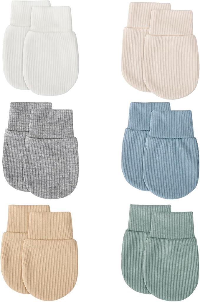 BQUBO 6 Pairs Newborn Baby Boys Girls Mittens 0-6 Months Unisex-Baby Infant Mittens Elastic No Scratch Wrist Gloves-CubbioJoy
