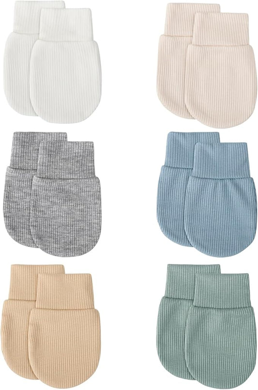 BQUBO 6 Pairs Newborn Baby Boys Girls Mittens 0-6 Months Unisex-Baby Infant Mittens Elastic No Scratch Wrist Gloves-CubbioJoy